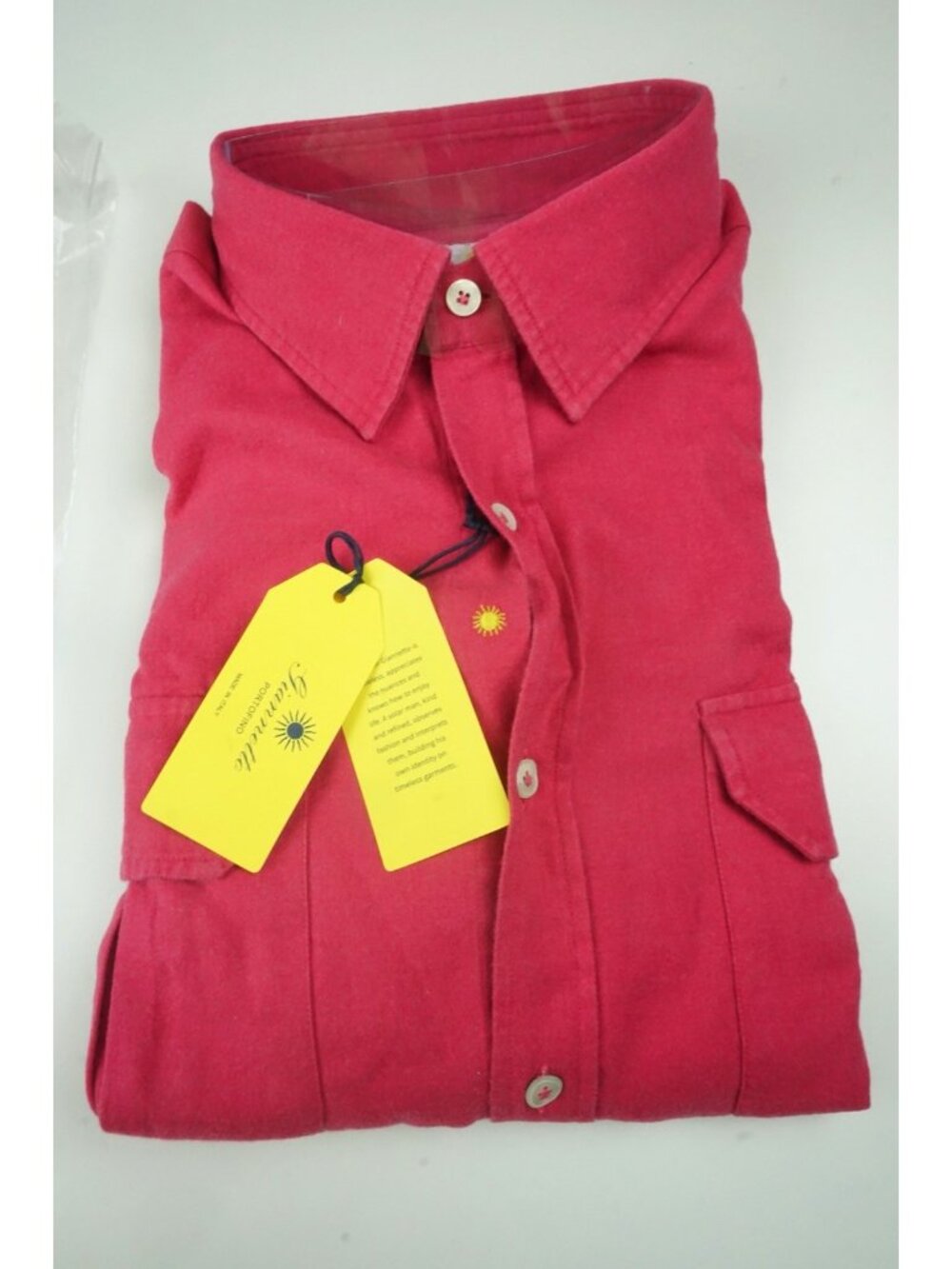 Giannetto Solid Pink Cotton Flannel Button Up Shirt 16 41 NEW